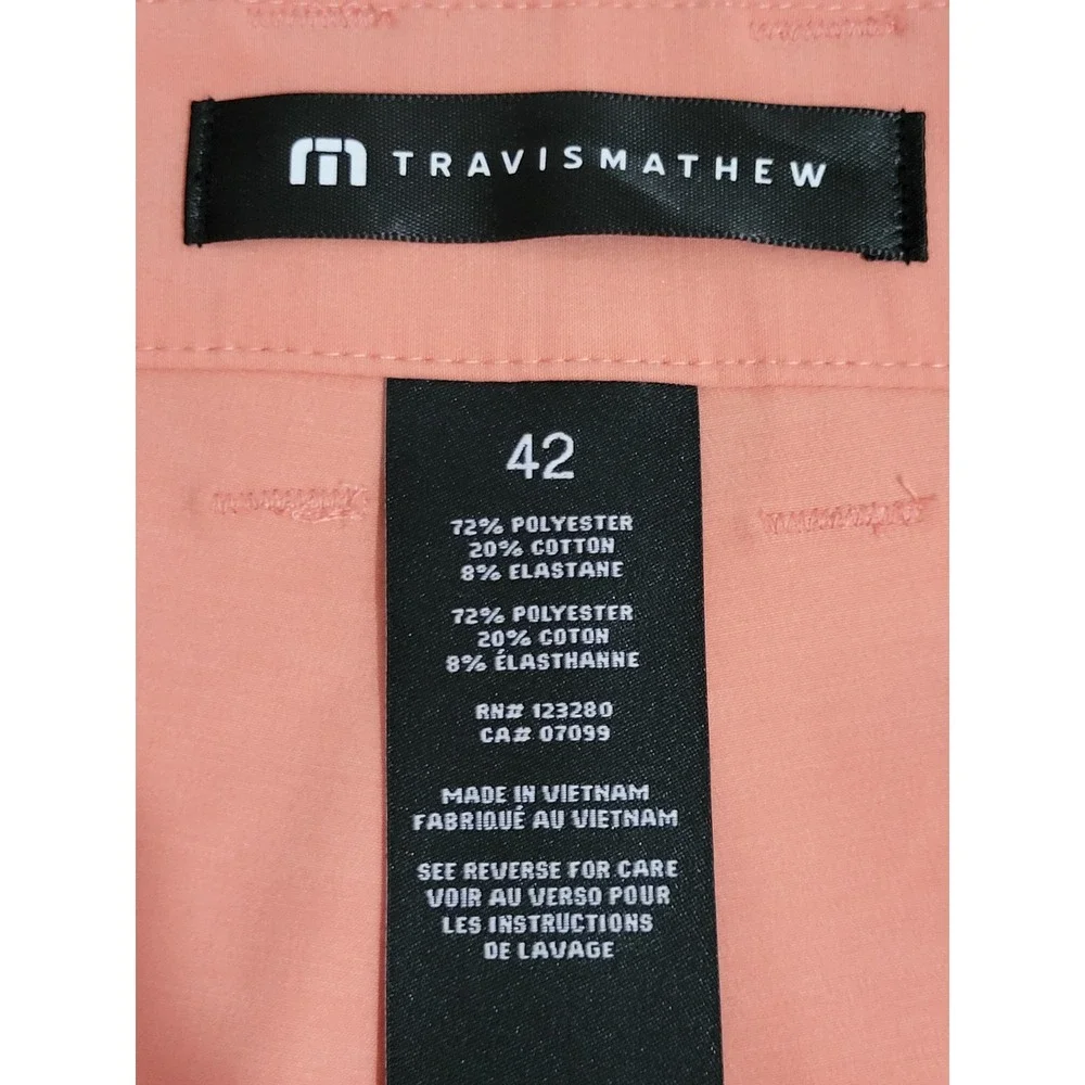 Travis Mathew Tech Chino Shorts Mens Size 42 Coral Orange 8